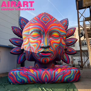 Sculpture géante gonflable en forme de visage artistique aux couleurs psychédéliques pour la scène de festival de musique - Product Image 2