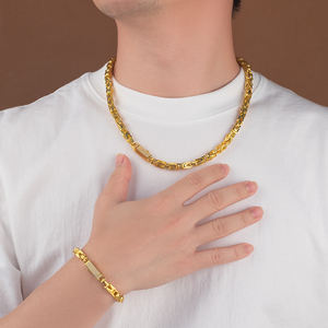 Erkek Takıları Paslanmaz Çelik Özel Zincir Mozanit İmparatorluk Zinciri Seti 18 Ayar Altın Kolye Su Geçirmez Kalın Ataş Zinciri - Product Image 6