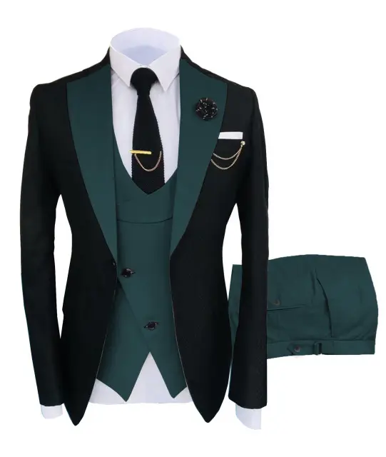 Hot Fashion Slim Fit Blazer 3 Pcs Two-piece Set Wedding Formal Peaked Lapel Wedding Prom Men's Suit