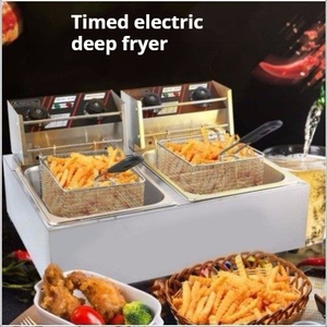 <span class=keywords><strong>Friteuse</strong></span> électrique professionnelle à <span class=keywords><strong>double</strong></span> réservoir en acier inoxydable 10-12L Design carré classique pour poulet frit et frites - Product Image 3