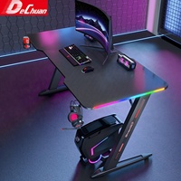Escritorio para Juegos de Computadora con Marco en Z RGB de Project Supply, con Portavasos y Gancho para Auriculares