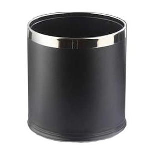Cestino per rifiuti in acciaio nero da 10 litri a forma cilindrica per uso interno - Product Image 1