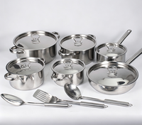 Ensemble de casseroles en acier inoxydable 15 pièces, design minimaliste moderne, compatible lave-vaisselle et four, casseroles et poêles en acier inoxydable avec couvercles