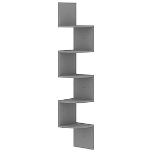 Living Room 48.4 Inch Tall Space-saving Wood Wall Mounted Display Unit Modern <strong>Grey</strong> <strong>Corner</strong> <strong>Shelf</strong> - Product Image 3