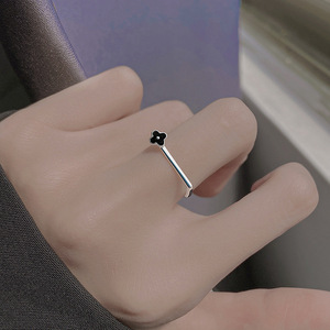 Women's Geometric Open <b>Ring</b> With Round Bead Minimalist Design For Gift Jewelry - Product Image 2