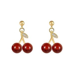 New Temperament Red Cherry Drop Earrings Suitable for Women Personality <b>Sweet</b> Girls Cute Party Earrings Charm Jewelry Gifts - Product Image 2