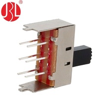 Interrupteur à glissière personnalisé SS-23E03 2P3T 3 positions vertical 20mm pour circuit imprimé traversant DC 30V 0.3A Contact plaqué argent Commande en gros