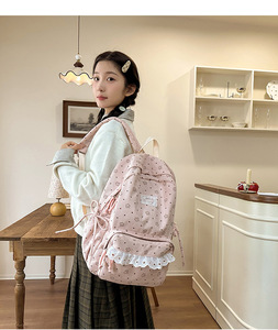Woolen Fabric Casual Style Double Shoulder Design <b>Small</b> Floral Pattern Fresh And Cute Girls <b>Backpack</b> - Product Image 1