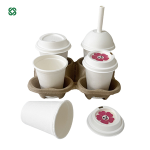 Vasos <span class=keywords><strong>de</strong></span> Café Biodegradables Ecológicos Impresos Personalizados, Portavasos Desechables para Bebidas Calientes Hechos <span class=keywords><strong>de</strong></span> Pulpa <span class=keywords><strong>de</strong></span> Bagazo <span class=keywords><strong>de</strong></span> Caña <span class=keywords><strong>de</strong></span> Azúcar con Tapa para Fiestas - Product Image 3