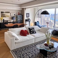 Canapé modulaire carré moderne italien, canapé nuage rembourré en tissu coton et lin, ensemble de canapés pour villa