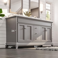 Meuble de salle de bain moderne et simple, à poser au sol, en MDF et bois massif, finition laquée, avec dessus en marbre artificiel