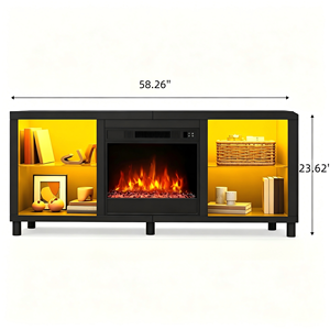 Soporte para TV <span class=keywords><strong>de</strong></span> 58 Pulgadas con Chimenea Eléctrica <span class=keywords><strong>de</strong></span> 18 Pulgadas, Gabinetes Laterales LED, Soporte <span class=keywords><strong>de</strong></span> TV Moderno <span class=keywords><strong>de</strong></span> Madera con Chimenea para Televisores <span class=keywords><strong>de</strong></span> hasta 75 Pulgadas - Product Image 6