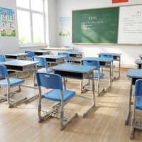 Ensemble de bureau et chaise réglables en plastique et aluminium pour étudiants universitaires