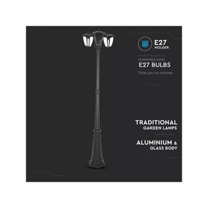 โคมไฟเสาตั้งพื้นสีดำ IP44 สำหรับสวนกลางแจ้ง ความสูง 1990 มม. ไฟทางเดินแบบสามหัว E27 รุ่น SKU-7063 - Product Image 2