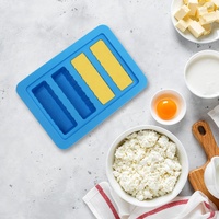 Moule à beurre antiadhésif élégant avec couvercle - Fabrication facile de beurre, moules de cuisine, outils à gâteau, ustensiles de cuisine, carré, silicone bleu, 1 pièce