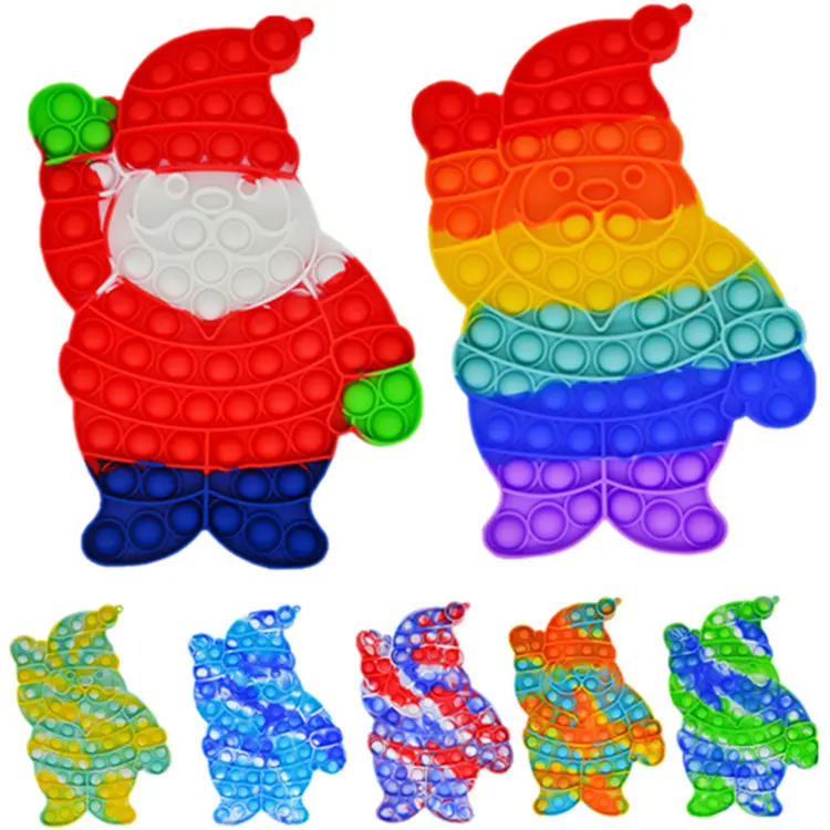 크리스마스 피젯 장난감 푸시 버블 피젯 성인 어린이를위한 감각 장난감 크리스마스 트리 크리스마스 모자 장난감