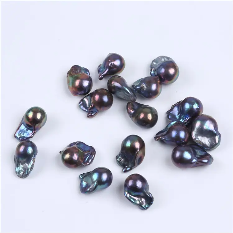 Grossista nero 15-20mm grande perla barocca fireball branelli allentati senza foro per la fabbricazione di gioielli