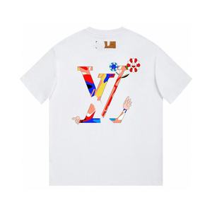 Camiseta de Lujo 100% Algodón Tejido de Alta Calidad con Cuello Redondo, Estampado Clásico de Letras, Ajuste Holgado y Moderno, Estilo Transfronterizo - Product Image 2