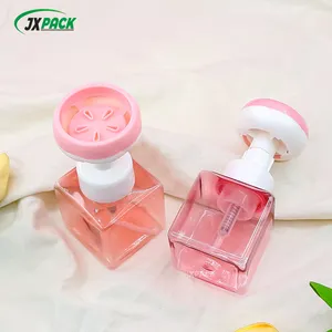 Schaum pumpe Spender flasche 200ml Blumen schaum Pump flasche rosa quadratische schäumende Seifen flaschen