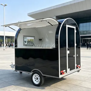 Chariot de restauration commercial noir 2,2 m pour hamburgers, camion de cuisine mobile, remorque alimentaire ronde pour l'Europe - Product Image 1