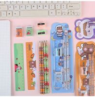 Ensemble de papeterie pas cher Mairun en cinq pièces, règle pour enfants, étudiants, bureau, dessin, école, cadeau mignon, boîte en plastique personnalisée, couleur personnalisée