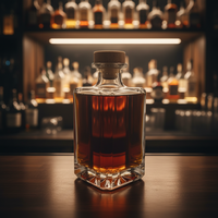 Bouteille à liqueur de luxe en verre taillé cristal avec finition mate/givrée et option de gravure, verre transparent et bouchon en liège pour cadeaux de mariage