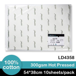 Papier à peinture aquarelle pressé à chaud 300g 100% coton <span class=keywords><strong>Leyton</strong></span> LD4358 4K 54*38cm Taille Sans blanchiment 10 feuilles/paquet - Product Image 5
