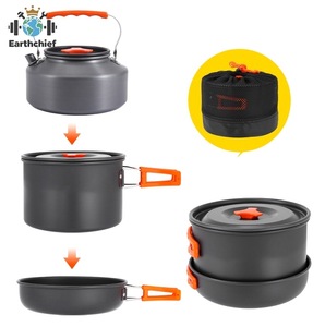 Juego de Ollas y Sartenes Portátiles de Aleación de Aluminio para Acampar al Aire Libre, con Bolsa de Almacenamiento para Estufa de Gas - Product Image 5
