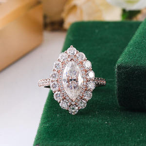 Offre Spéciale bague de mariage pour femmes 1 carat forme marquise fleur de luxe moissanite bague de fiançailles - Product Image 4