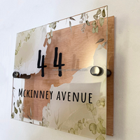 Signe acrylique transparent avec lettres or rose et dorées, signe de décoration de salon rectangle sur mesure pour le mur