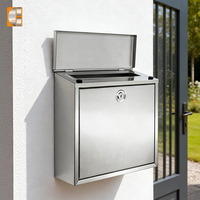 Boîte aux lettres carrée en acier inoxydable étanche avec serrure à clé, capacité de 12 L, montage mural, boîte à lettres de sécurité pour appartement, pour usage extérieur