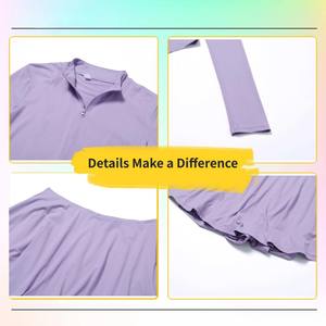 女式网球裙2件套网球拉链夹克和裙子健身房健身套装保护训练穿长袖外套 - Product Image 4