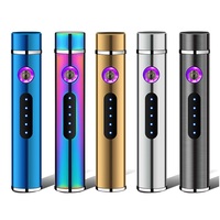 Briquet électrique intelligent à double arc USB rechargeable, plasma, coupe-vent, sans flamme, avec indicateur LED de charge, pour cigarettes, idéal pour les cadeaux promotionnels