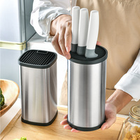 Support de rangement pour couteaux en acier inoxydable, type sur pied, à insérer librement, pour comptoir de cuisine