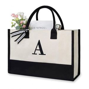 Personalized <b>Teacher</b> Friends Canvas <b>Gift</b> Shopping <b>Bag</b> Letter Printed Cotton Canvas Tote <b>Bag</b> with Custom Logo - Product Image 2