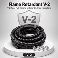 Gaine flexible ondulée en PVC LEZ pour gestion des câbles, protection des câblages électriques, ignifuge V-2, 0,6 mm, noir, 1/2-3 pouces, 25 m