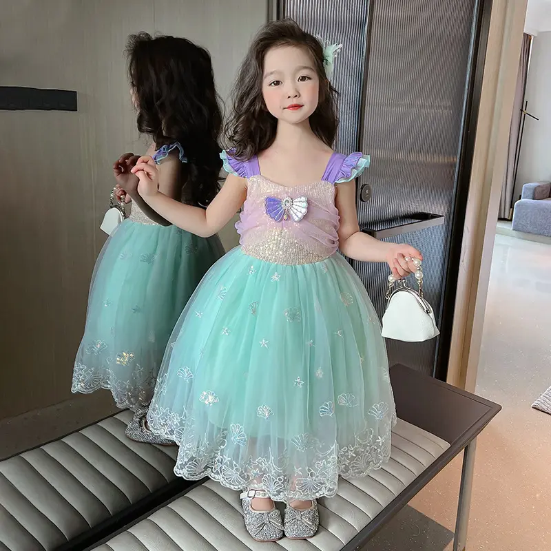Toddler Girl Sweet Princess Dress Sequin Kids Birthday Halloween Mermaid Costume Party Ball Gowns