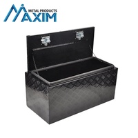 Boîte à outils robuste en aluminium noir pour le dessous de caisse de camion |   Pneu à 5 barres |   Serrure de sécurité pour pick-up, remorque et rangement de camping-car