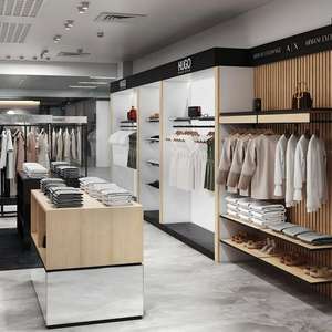 Metal <b>Wall</b>-Mounted Clothing Rack | Boutique & Retail <b>Display</b> System | Factory Custom Shop Furniture | One-Stop Store Solution - Product Image 1