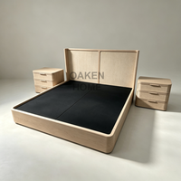 Ventes d'usine OAKEN, meubles de chambre à coucher américains en rotin avec cadre de lit en chêne, ensemble de meubles de chambre à coucher sur mesure pour la maison