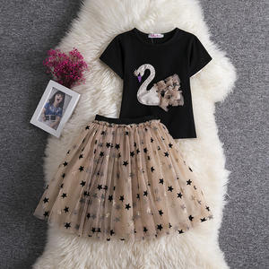 2020 bambini boutique di abiti bambine cigno T-Shirt con glitter star del pannello esterno dei vestiti set - Product Image 1