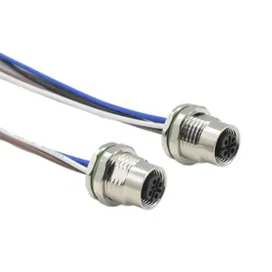 ขั้วต่อกันน้ำ 5 ขา แบบวงกลม รหัส A ติดตั้งด้านหน้า แบบ PG9 ขั้วต่อสายไฟแบบตัวเมีย ขั้วต่อสายเคเบิล M12 แบบติดตั้งบนแผง ขั้วต่อ M12 - Product Image 5