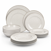 Service de vaisselle minimaliste en mélamine mouchetée, assiettes et bols ronds incassables en mélamine, vaisselle pour restaurant et maison