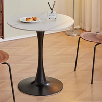 Table à manger ronde moderne nordique en métal noir et blanc 4 places avec plateau en marbre pour meubles de maison, bureau, hôtel, restaurant