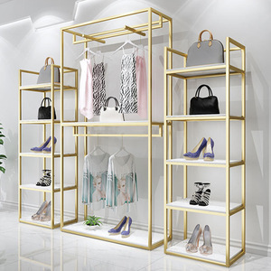 Kết Hợp Kệ Giá Để Bán Hiển Thị Giá Hai Lớp Móc Áo Sàn Để Sàn Phù Hợp Với Kệ Bên Móc Áo Cho Vải Cửa Hàng - Product Image 4