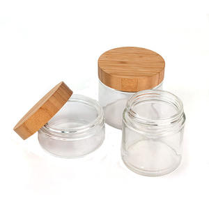 الأكثر مبيعاً برطمان زجاجي مستدير لتخزين البسكويت مع غطاء من خشب البامبو لأطعمة ، ، ، من خشب البامبو - Product Image 5
