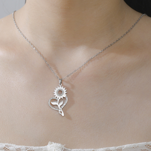 Stainless Steel Sunflower Heart Necklace Crystal Rhinestone <strong>Sunshine</strong> Flower Necklace Gold Plated Jewelry <strong>Gifts</strong> for Women Men - Product Image 2