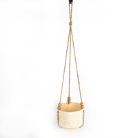 Panier à fleurs suspendu en fer avec perles de corde de chanvre, style nordique, finition peinte durable, pour jardin et maison