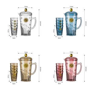 Service <span class=keywords><strong>Pichet</strong></span> à Thé Glacé en Plastique PET Grande Capacité Fini Doré, Théière de Luxe avec Motif Floral pour Bureau, <span class=keywords><strong>Pichet</strong></span> à Eau et à Bière pour l'Été - Product Image 5