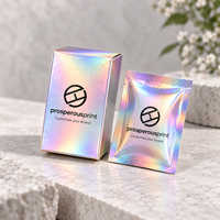 Ensemble de boîtes et pochettes en papier holographique personnalisé, imprimé iridescent, petit emballage de vente au détail pour produits